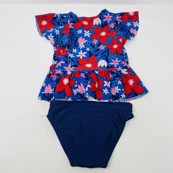Cat & Jack Baby Girls 12 Months 2 Piece Floral Print Swimsuit with Ruffle 592 - Picture 4 of 6